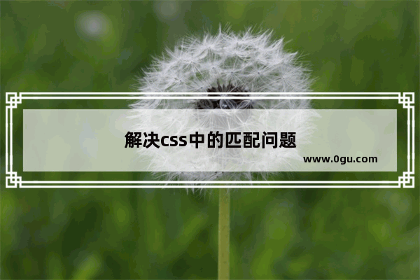 解决css中的匹配问题