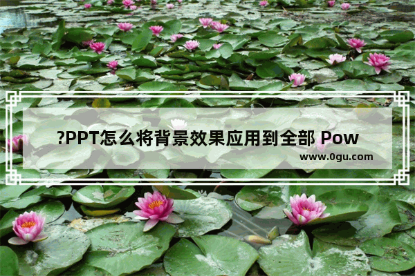 ?PPT怎么将背景效果应用到全部 PowerPoint演示文稿将背景应用到其他幻灯片的方法教程