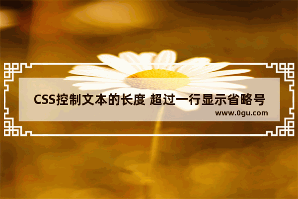 CSS控制文本的长度 超过一行显示省略号的实现方法