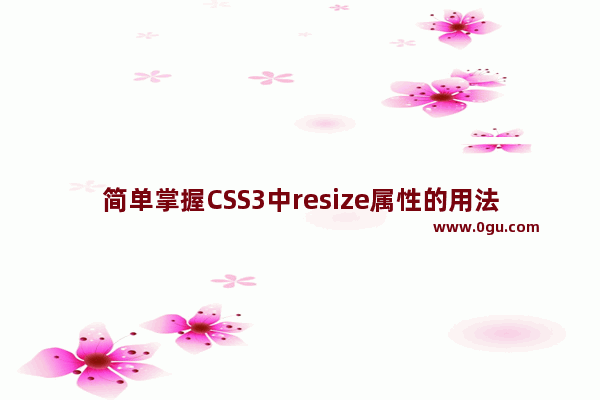 简单掌握CSS3中resize属性的用法