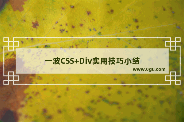 一波CSS+Div实用技巧小结