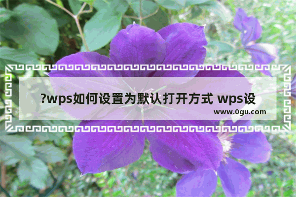 ?wps如何设置为默认打开方式 wps设置为默认的方法