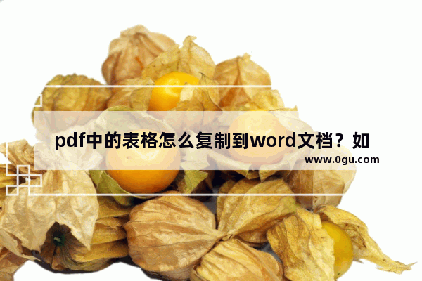 pdf中的表格怎么复制到word文档？如何将pdf中的表格复制到word文档？