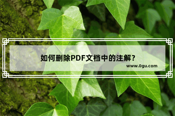 如何删除PDF文档中的注解？