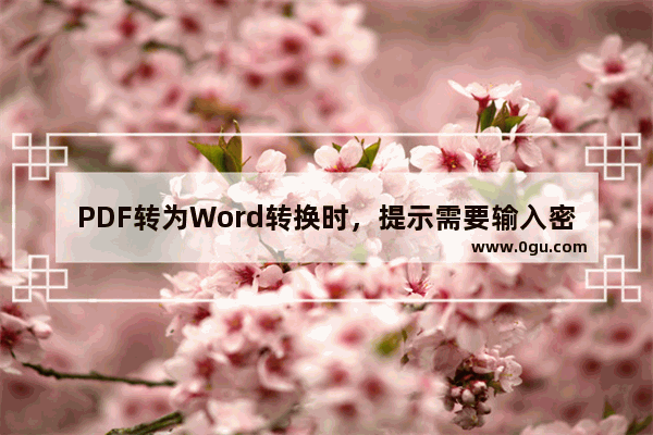 PDF转为Word转换时，提示需要输入密码（访问密码或者编辑密码）