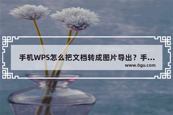 手机WPS怎么把文档转成图片导出？手机WPS把文档转成图片导出方法教程