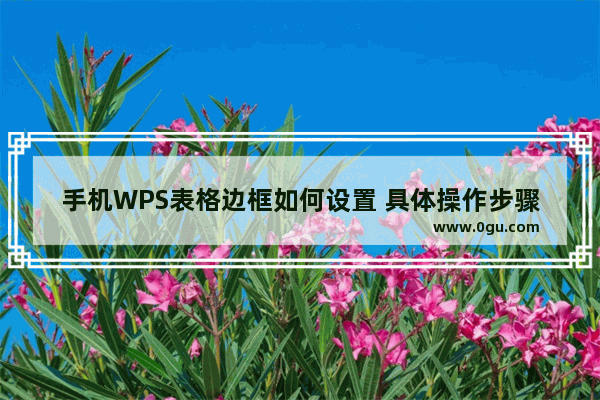 手机WPS表格边框如何设置 具体操作步骤