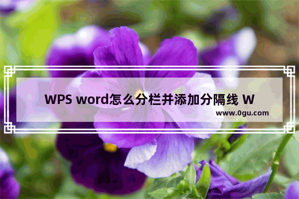 WPS word怎么分栏并添加分隔线 WPS word分栏并添加分隔线的方法