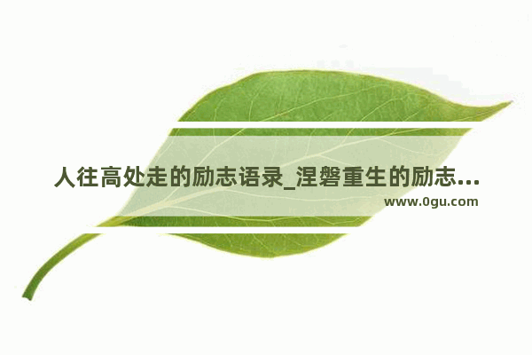 人往高处走的励志语录_涅磐重生的励志句子