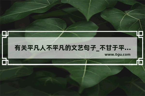 有关平凡人不平凡的文艺句子_不甘于平凡励志的句子精辟有哲理