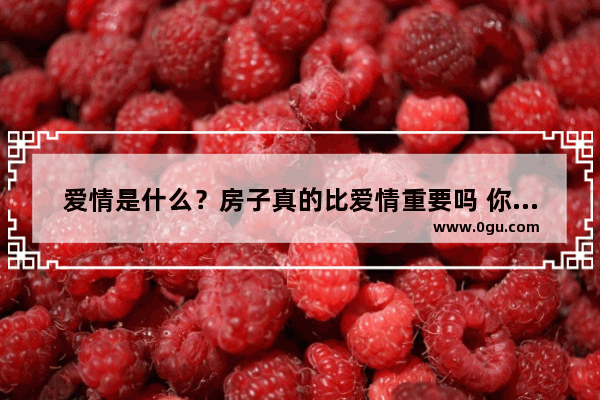 爱情是什么？房子真的比爱情重要吗 你怎么看