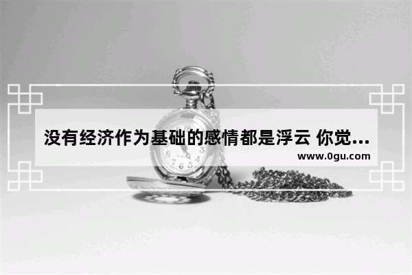 没有经济作为基础的感情都是浮云 你觉得这句话到底对不对？又该如何理解