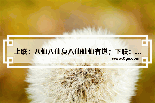 上联：八仙八仙复八仙仙仙有道；下联：一生一生又一生生生不息。网友如看副“对联”