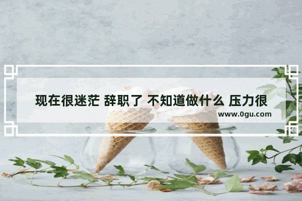 现在很迷茫 辞职了 不知道做什么 压力很大 怎么办