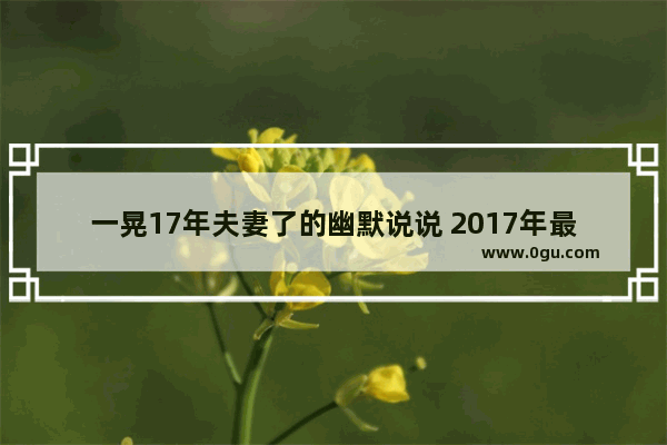 一晃17年夫妻了的幽默说说 2017年最幽默搞笑句子