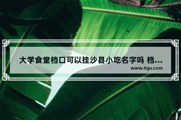 大学食堂档口可以挂沙县小吃名字吗 档口加盟小吃