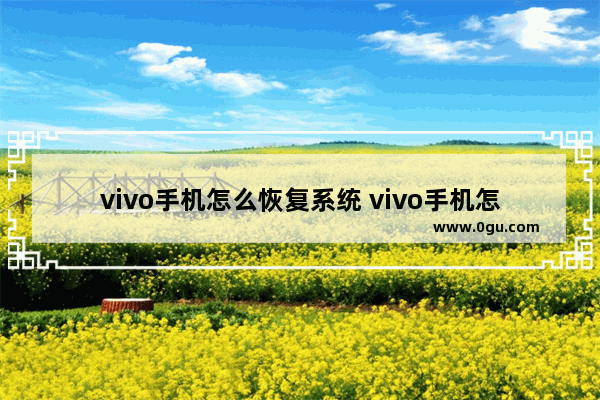 vivo手机怎么恢复系统 vivo手机怎么恢复