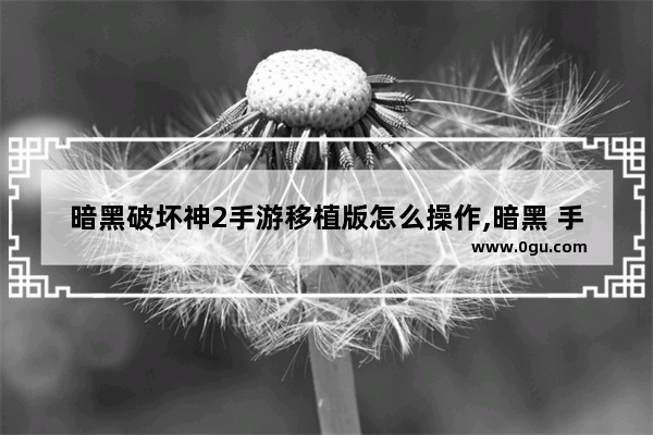 暗黑破坏神2手游移植版怎么操作,暗黑 手机版