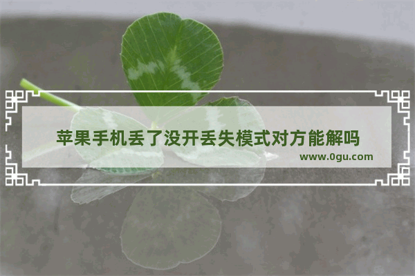 苹果手机丢了没开丢失模式对方能解吗