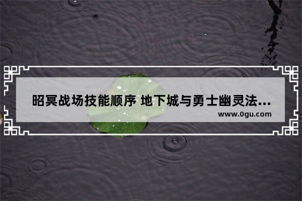 昭冥战场技能顺序 地下城与勇士幽灵法师技能