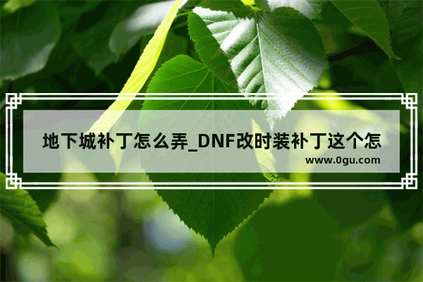 地下城补丁怎么弄_DNF改时装补丁这个怎么用啊