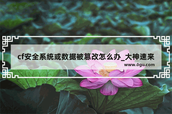 cf安全系统或数据被篡改怎么办_大神速来 登陆cf提示文件已损坏或丢失 什么意思