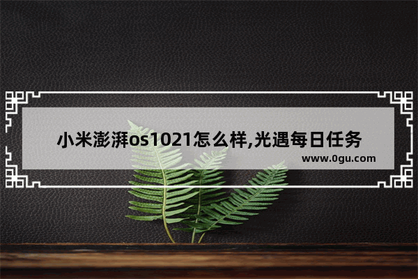 小米澎湃os1021怎么样,光遇每日任务1021