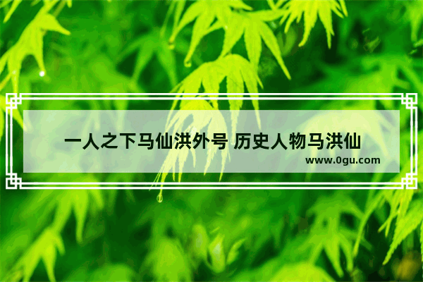 一人之下马仙洪外号 历史人物马洪仙