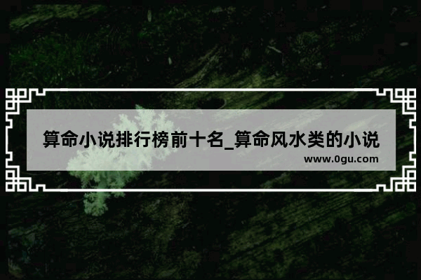 算命小说排行榜前十名_算命风水类的小说