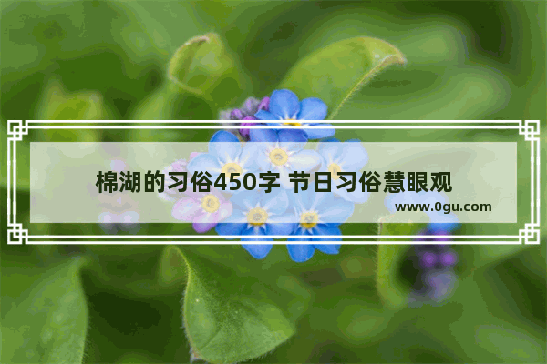 棉湖的习俗450字 节日习俗慧眼观