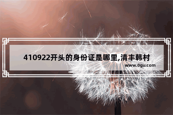 410922开头的身份证是哪里,清丰韩村镇历史人物