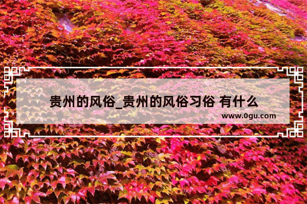 贵州的风俗_贵州的风俗习俗 有什么