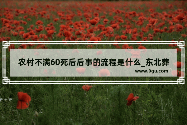 农村不满60死后后事的流程是什么_东北葬礼出殡全过程