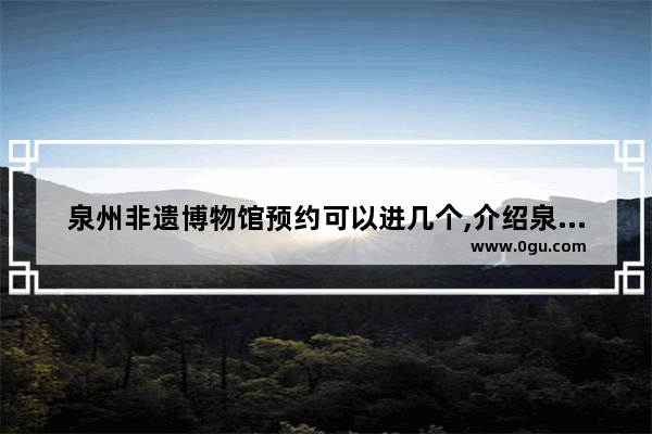 泉州非遗博物馆预约可以进几个,介绍泉州历史文化遗产