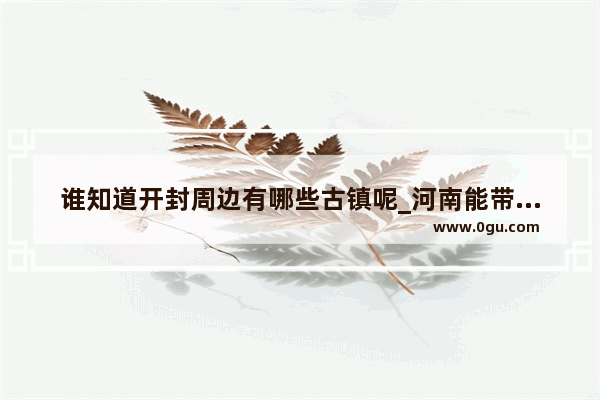 谁知道开封周边有哪些古镇呢_河南能带走的十大特产