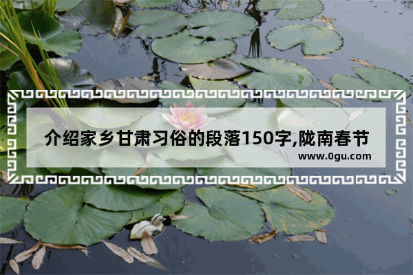 介绍家乡甘肃习俗的段落150字,陇南春节习俗200字