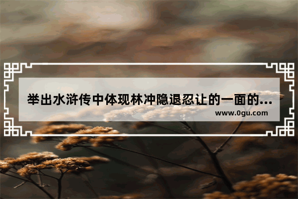 举出水浒传中体现林冲隐退忍让的一面的两个例子并简述故事内容,不懂得忍让的历史故事