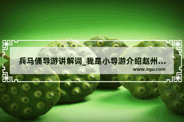 兵马俑导游讲解词_我是小导游介绍赵州桥三百字