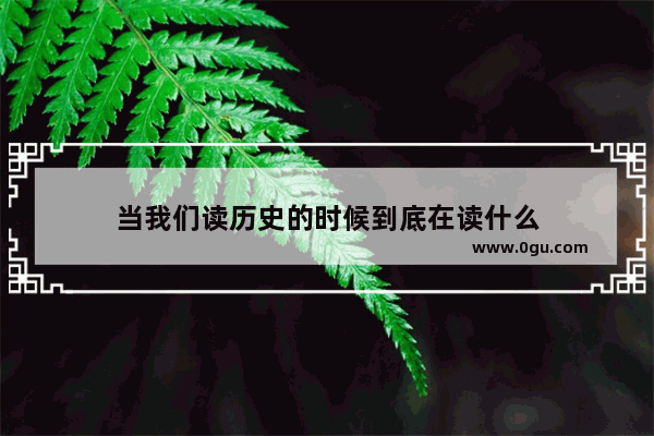 当我们读历史的时候到底在读什么