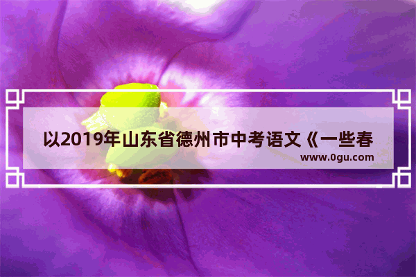 以2019年山东省德州市中考语文《一些春天》为例 说说记叙文阅读理解难在哪里