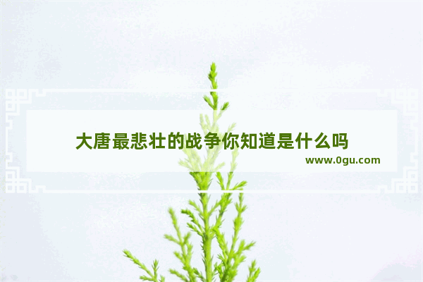 大唐最悲壮的战争你知道是什么吗