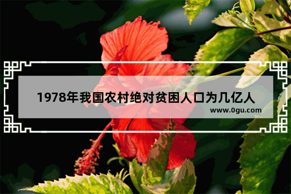 1978年我国农村绝对贫困人口为几亿人