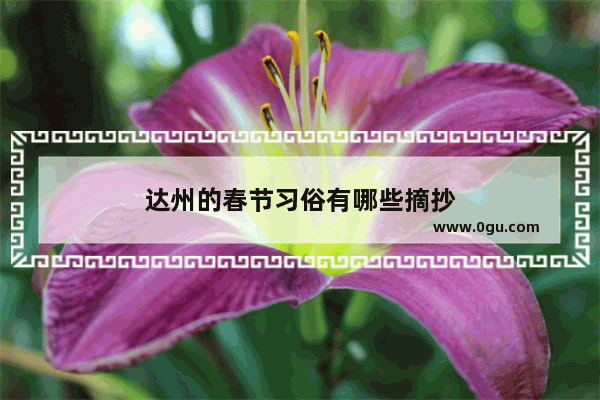 达州的春节习俗有哪些摘抄