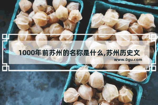 1000年前苏州的名称是什么,苏州历史文化变迁