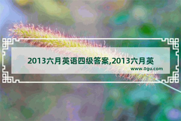 2013六月英语四级答案,2013六月英语四级答案