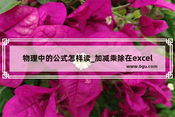 物理中的公式怎样读_加减乘除在excel里表示的英文字母