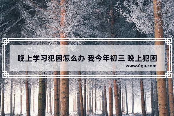 晚上学习犯困怎么办 我今年初三 晚上犯困怎么办