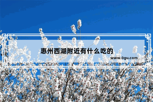 惠州西湖附近有什么吃的