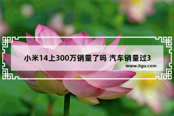 小米14上300万销量了吗 汽车销量过300万