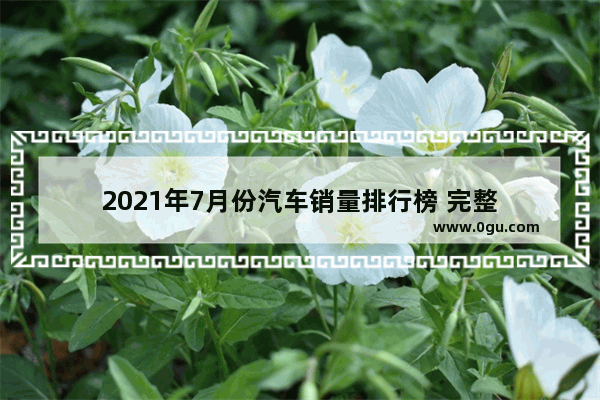 2021年7月份汽车销量排行榜 完整